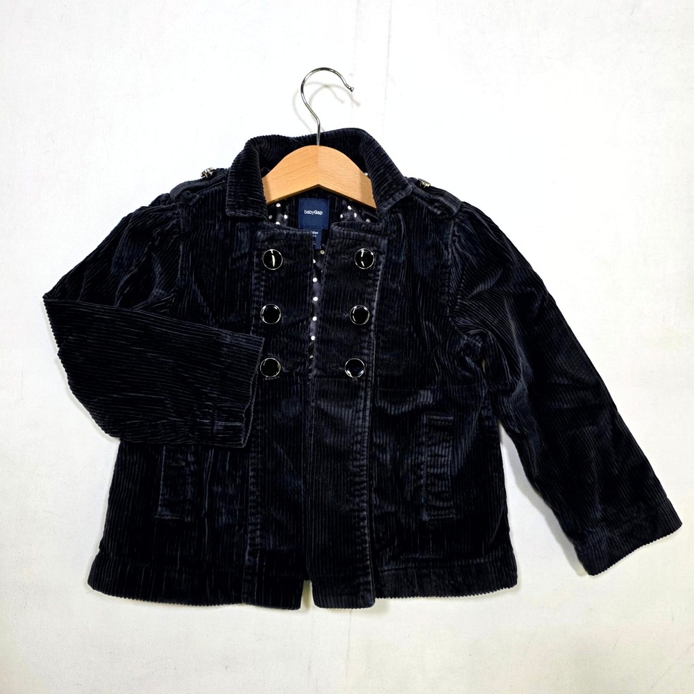 babyGap Corduroy Jacket Toddler 4T Black Double Breasted Polka Dot Pea Coat 8926